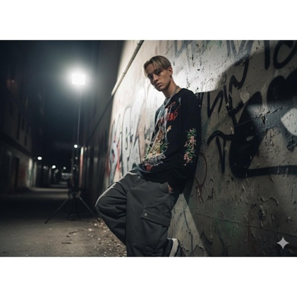 Reason Clothing Mens Black Tiger Koi World Tour Long Sleeve Graphic Tee Small